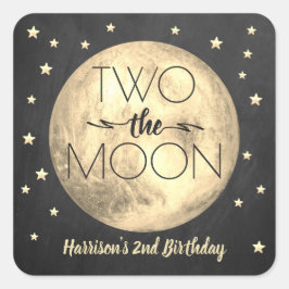 Twee Stickers op het Moon 2e Birthday Square