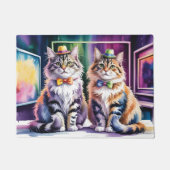 Twee stijlvolle katten in een abstracte kunstmuseu deurmat (Voorkant)