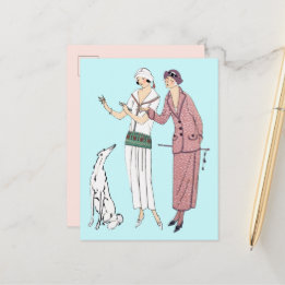 Twee stijlvolle vrouwen uit de jaren 20 en een hon briefkaart