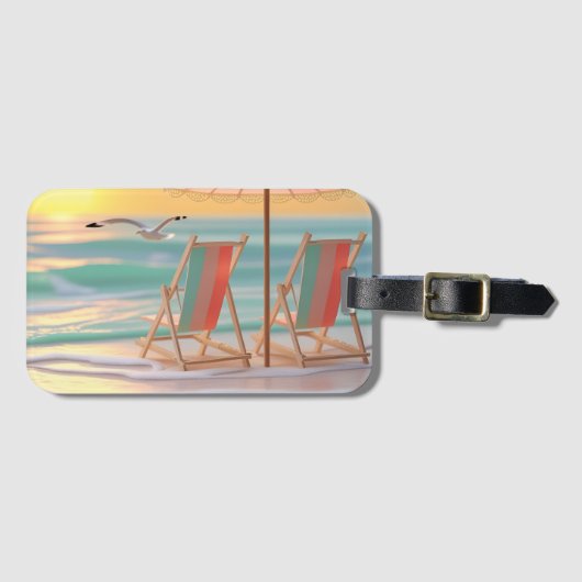 "Twee stoelen aan de zee" Bagagelabel (Voorkant (horizontaal))