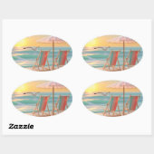 "Twee Stoelen Aan De Zee" Ovale Sticker (Vel)