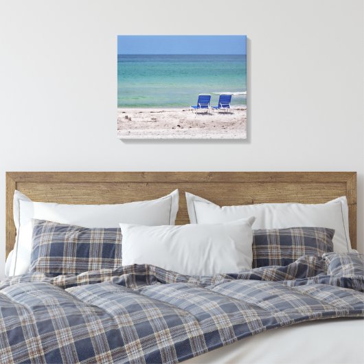 Twee stoelen op het strand canvas afdruk (Insitu (Slaapkamer))