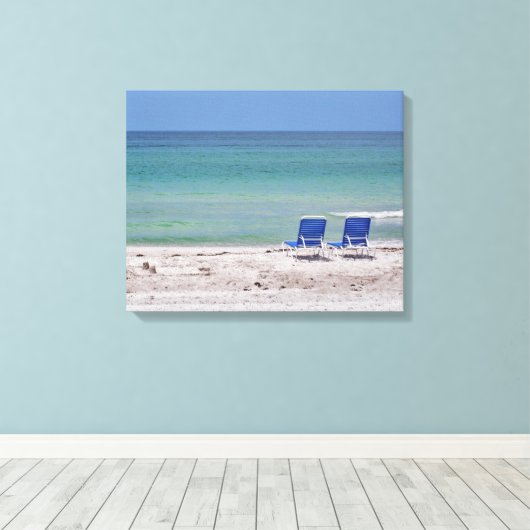 Twee stoelen op het strand canvas afdruk (Insitu (Houten vloer))