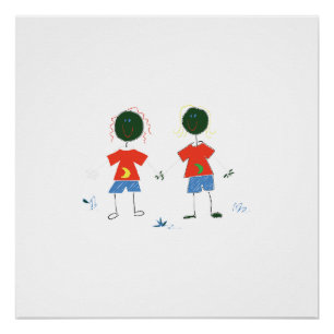 TWEE STOKFIGUREN. PERFECT POSTER