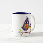 Twee stomme en gedode vogels tweekleurige koffiemok (Voorkant rechts)