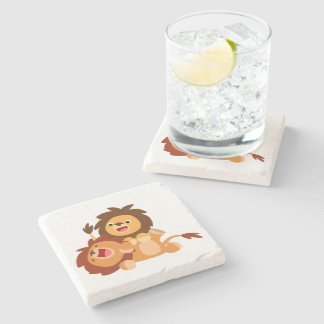 Twee stone-Onderzetters van de Lionenstone van de Stenen Onderzetter