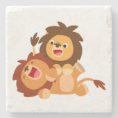 Twee stone-Onderzetters van de Lionenstone van de Stenen Onderzetter (Voorkant)