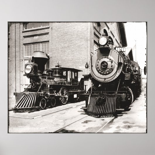 Twee stoomlocomotieven poster (Voorkant)