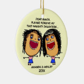 Twee stoute Cartoons Keramisch Ornament (Rechts)