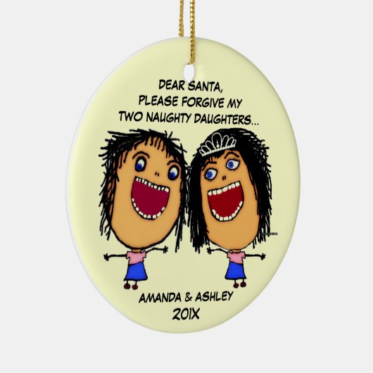 Twee stoute Cartoons Keramisch Ornament (Rechts)