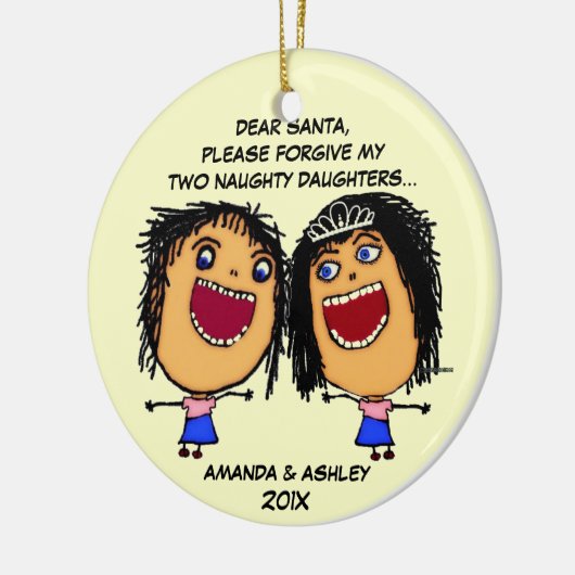 Twee stoute Cartoons Keramisch Ornament (Links)
