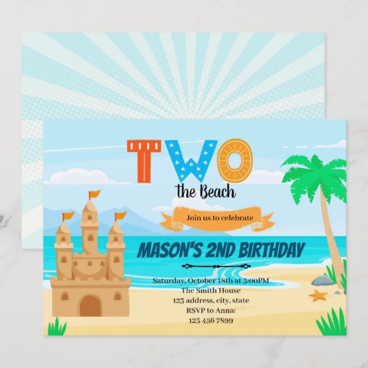 Twee stranden op de uitnodiging voor de tweede ver (Voorkant / Achterkant)