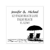 Twee Strandstoelen, oceaan parasol strand bruiloft Zelfinktende Stempel (Design)