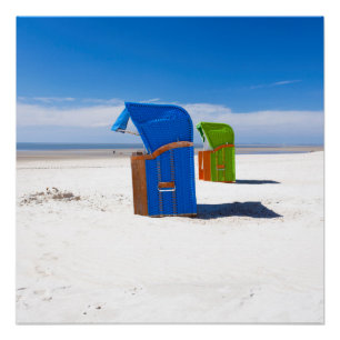 Twee strandstoelen op het Noord-Zee Perfect Poster