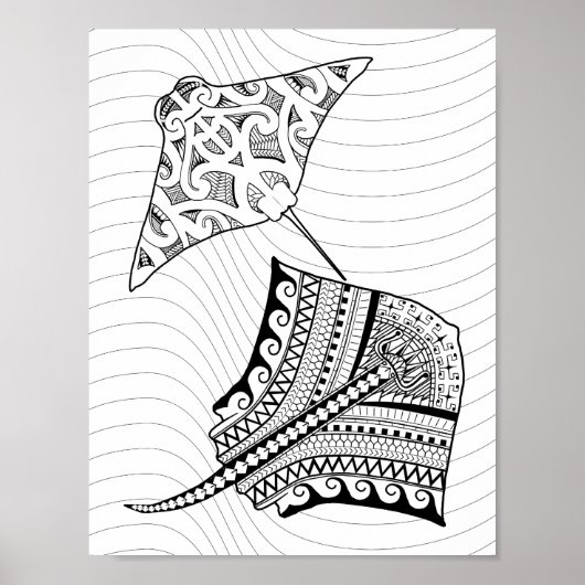 Twee stringrays Poster voor volwassen kleuren (Voorkant)
