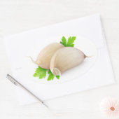 Twee stukken knoflook ovale sticker (Envelop)