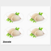 Twee stukken knoflook ovale sticker (Vel)