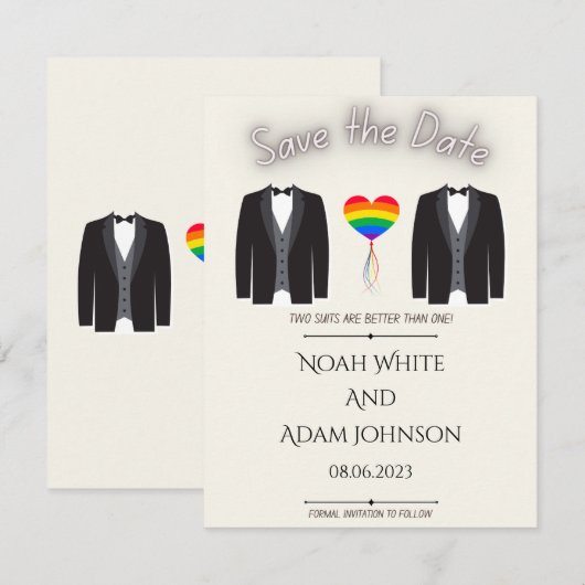 Twee Suits Gay Marriage Save the Date (Voorkant / Achterkant)