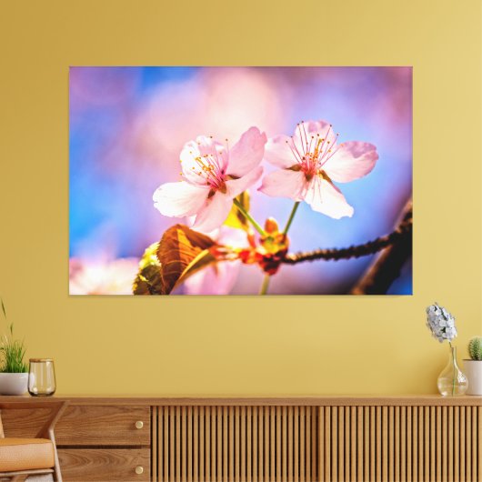 Twee Sunlit Sakura Blossom Canvas Afdruk (Insitu (Woonkamer))