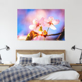 Twee Sunlit Sakura Blossom Canvas Afdruk (Insitu (Slaapkamer))