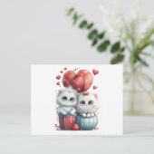 Twee super schattige katten uit liefde Witte achte Briefkaart (Staand voorkant)