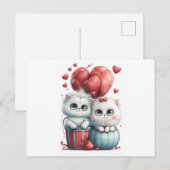 Twee super schattige katten uit liefde Witte achte Briefkaart (Voorkant / Achterkant)