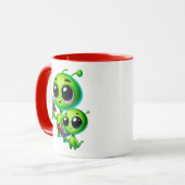 Twee superschattige buitenaardse wezens bij de aan mok (Voorkant links)