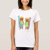 Twee Surfer Monkeys Cute Cartoon Illustratie T-shirt (Voorkant)