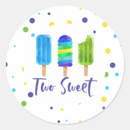 Twee Sweet 2de verjaardag blauw groen Ronde Sticker