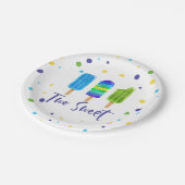 Twee Sweet 2e Verjaardag blauw groen Papieren Bordje (Gekanteld)