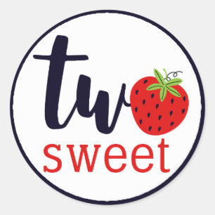 TWEE Sweet Aardbei Birthday Girl 2e jaar Ronde Sticker