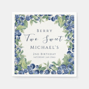 Twee Sweet Berry Bosbes 2e Verjaardag Jongen Feest Servet