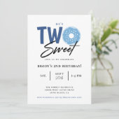 Twee Sweet Blue Donut 2e verjaardagsfeestje Kaart (Staand voorkant)