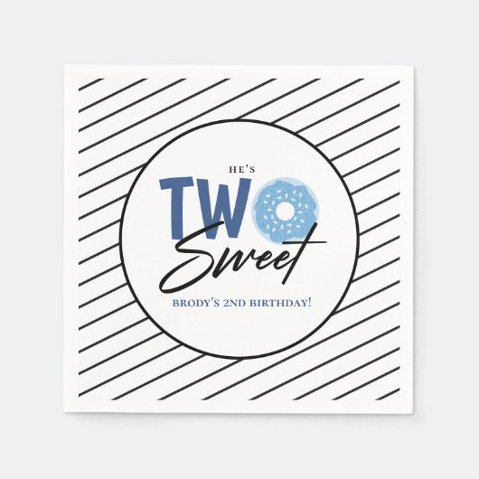 TWEE Sweet Blue Doughnut 2e Verjaardagsfeest Servet (Voorkant)