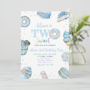 Twee Sweet Boy Donut Blue Desserts 2e verjaardag Kaart