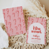 Twee Sweet Candy Cane verjaardagsuitnodiging Kaart