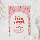 Twee Sweet Candy Cane verjaardagsuitnodiging Kaart