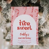 Twee Sweet Candy Cane verjaardagsuitnodiging Kaart