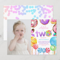 Twee Sweet Candyland kleurrijke 2e verjaardag foto