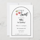 Twee Sweet Cherry verjaardagsuitnodiging Kaart (Voorkant)
