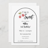 Twee Sweet Cherry verjaardagsuitnodiging Kaart (Voorkant / Achterkant)