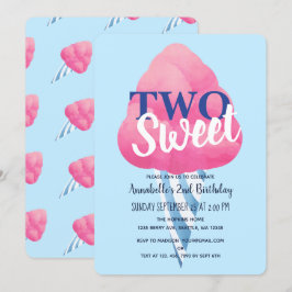 Twee Sweet Cotton Snoep Kinder tweede verjaardag Kaart