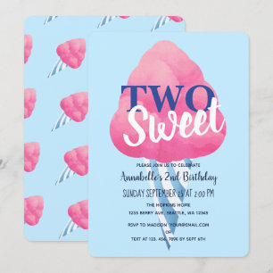 Twee Sweet Cotton Snoep Kinder tweede verjaardag Kaart