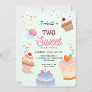 Twee Sweet cup cake en Sprinkle 2e Verjaardag Meis Kaart