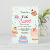 Twee Sweet cup cake en Sprinkle 2e Verjaardag Meis Kaart (Staand voorkant)