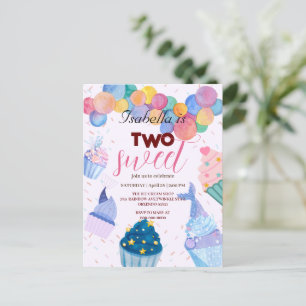 Twee Sweet cupcake ballon zeemeermin 2de verjaarda Briefkaart