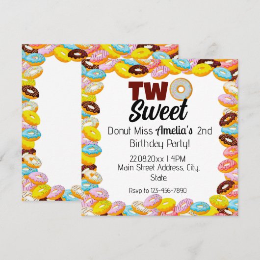 Twee Sweet Donut 2e thema Kleurrijk Verjaardagsfee Kaart (Voorkant / Achterkant)
