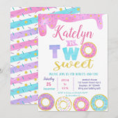 Twee Sweet Donut 2e verjaardag uitnodigingen (Voorkant / Achterkant)