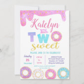 Twee Sweet Donut 2e verjaardag uitnodigingen (Voorkant)