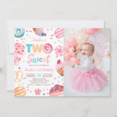 Twee Sweet Donut Snoep 2e verjaardag foto Kaart (Voorkant)